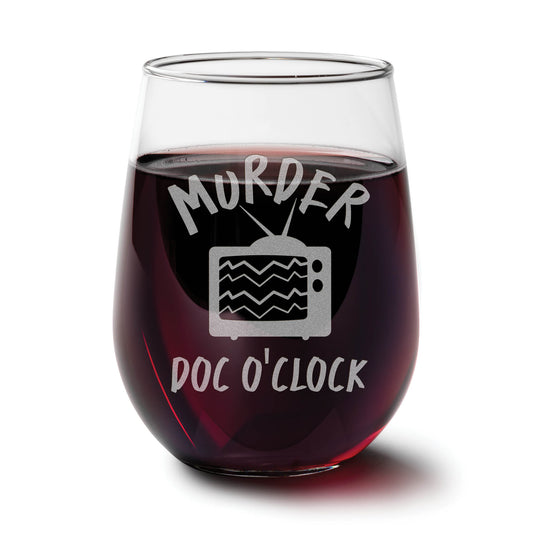 Murder Doc O'Clock Stemless Wine Glass